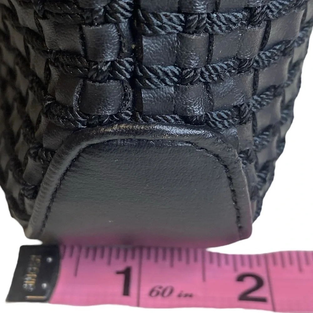 The Sak Elliot Lucca Black Vegan Woven Crossbody Top Zip Card Holder